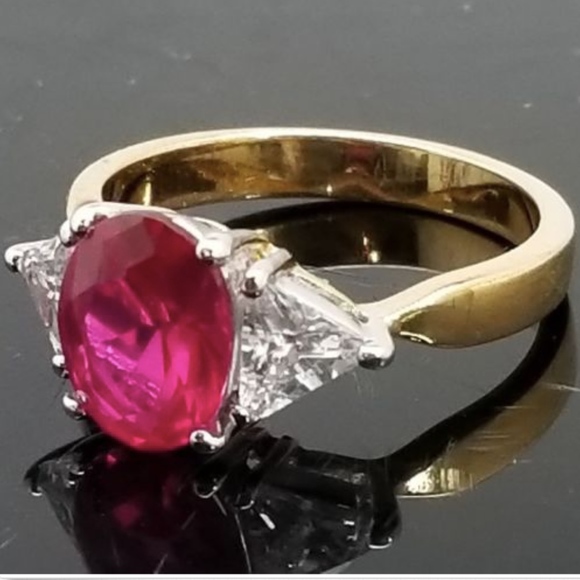 Gold Plated Cocktail Ring CZ 4 6 Valentines day - Picture 2 of 8